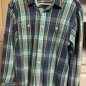 Ralph Lauren Blue and Green Plaid Soft Flannel Shirt excellent condition